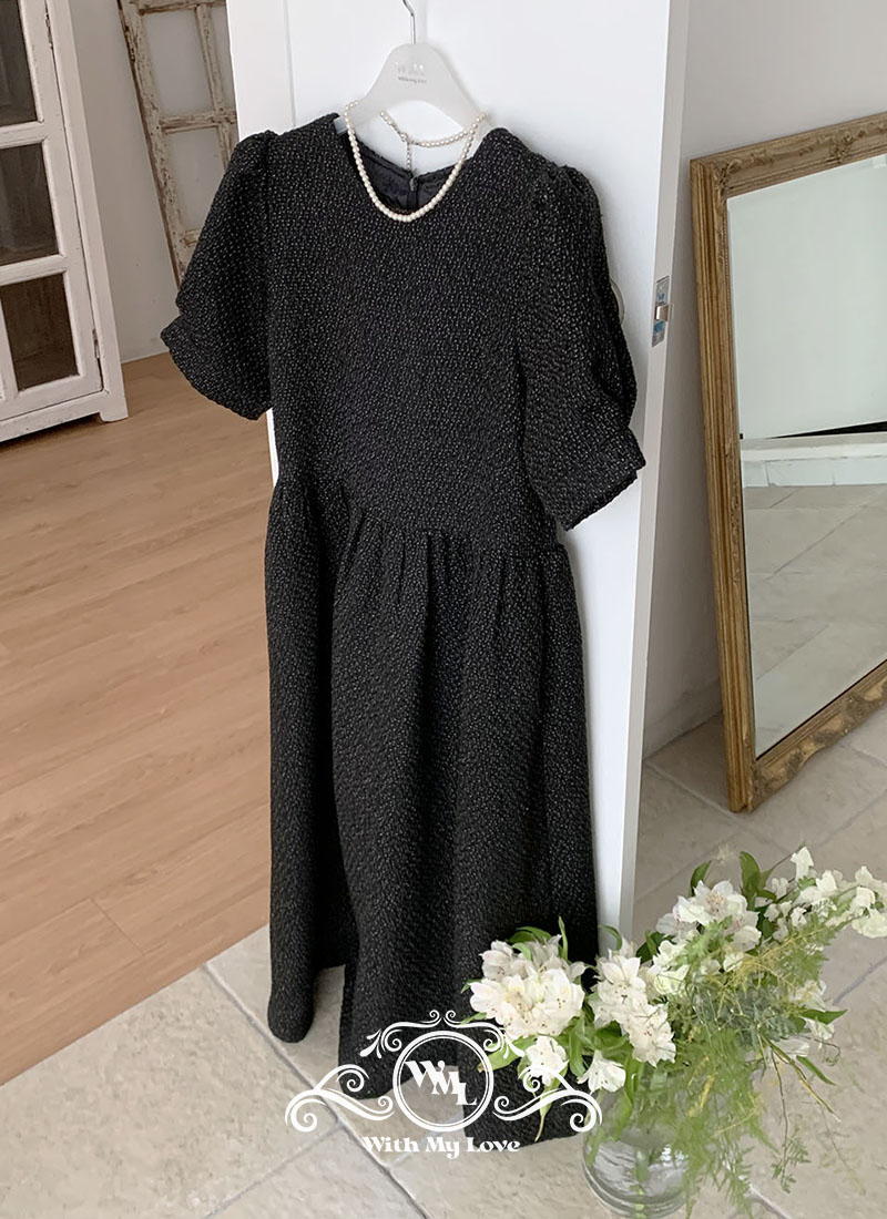 WithMyLove) Black Tweed Dress